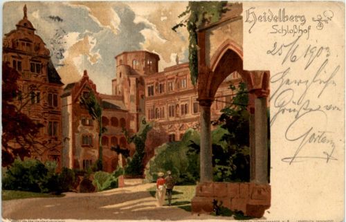 Schlosshof Heidelberg - Litho