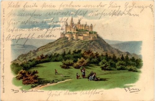 Burg hohenzollern - Litho - Künstler AK F. Perlberg