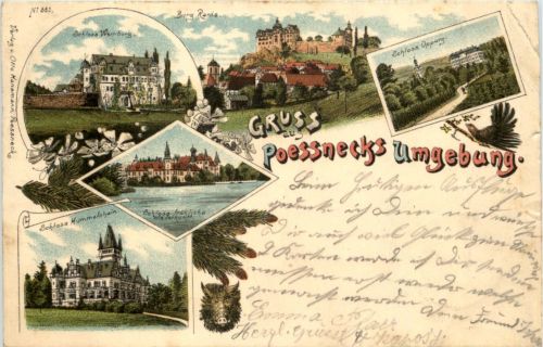 Gruss aus Poessnecks Umgebung - Litho