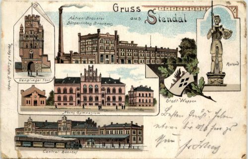 Gruss aus Stendal - Litho - Brauerei