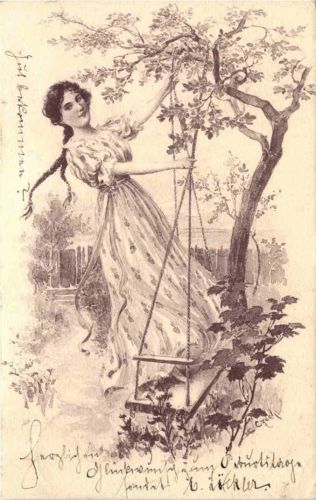 Frau auf Schaukel