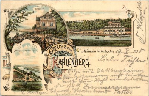 Mülheim an der Ruhr - Gruss vom Kahlenberg - Litho 1895