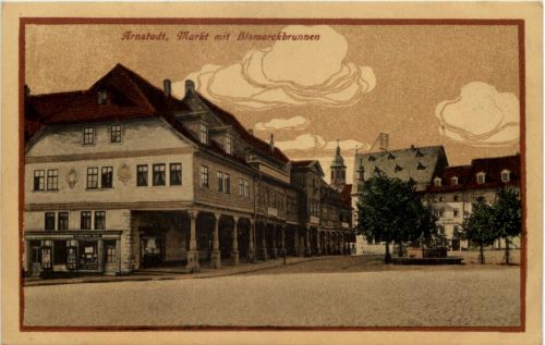 Arnstadt - Markt mit Bismarckbrunnen