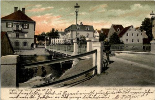 Gruss aus Weiden - Naabbrücke und Amtsgericht