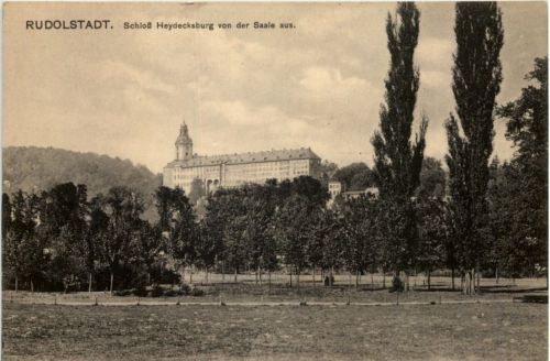Rudolstadt, Schloss Heydecksburg von der Saale aus