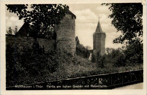 Mühlhausen i.Thür., Partie am hohen Graben mit Rabenturm