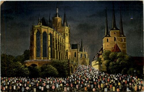 Erfurt, Martinstag, mit Dombeleuchtung