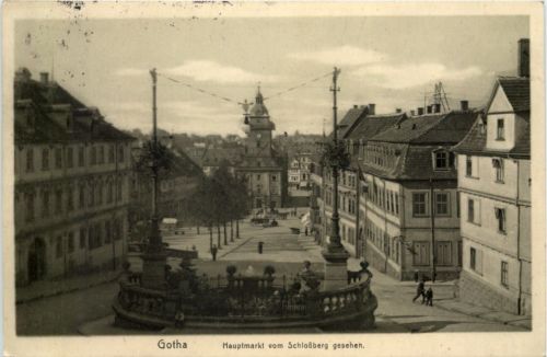 Gotha, Hauptmarkt vom Schlossberg gesehen