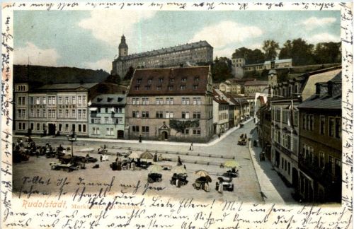 Rudolstadt, Marktplatz mit Schloss