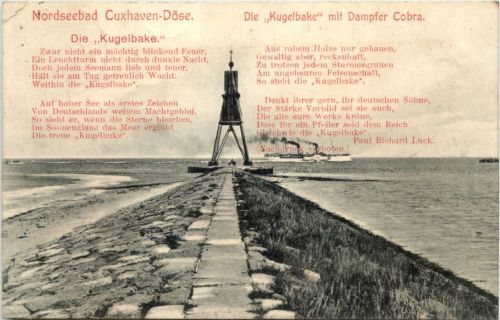 Seebad Cuxhaven-Döse, Die Kugelbake mit Dampfer Cobra