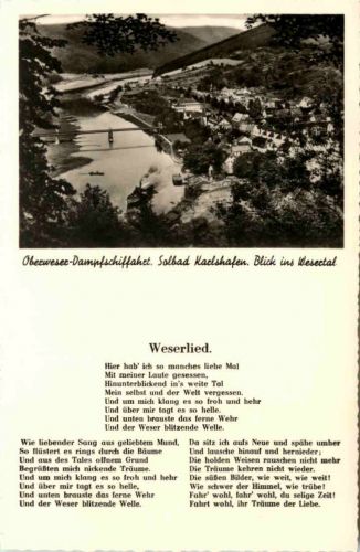 Oberweser-Dampfschiffahrt, Solbad Karlshafen, Blick ins Wesertal