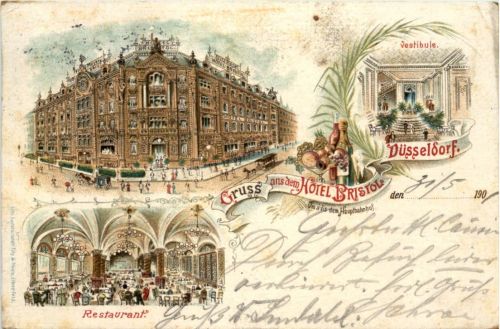 Düsseldorf - Gruss aus dem Hotel Bristol - Litho