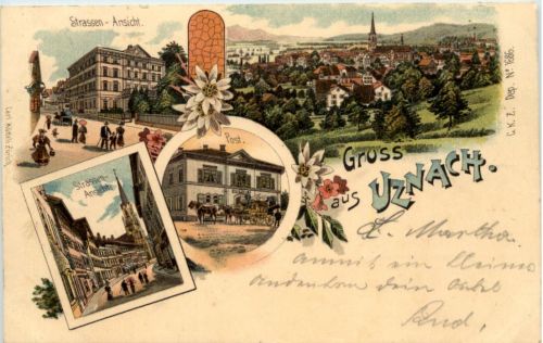 Gruss aus Uznach - Litho
