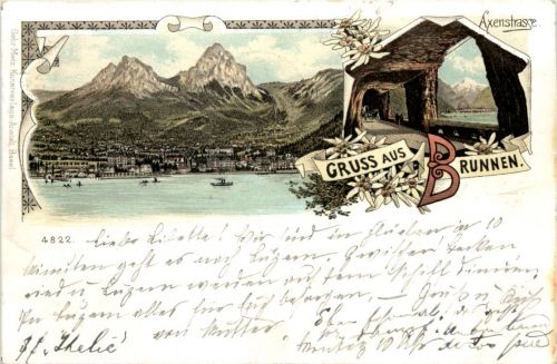 Gruss aus Brunnen - Litho