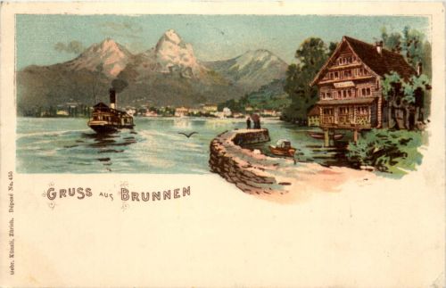 Gruss aus Brunnen - Litho