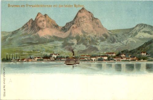 Gruss aus Brunnen - Litho