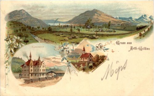 Gruss aus Arth-Goldau - Litho