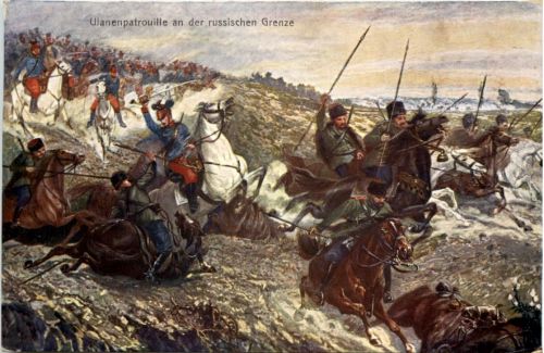 Ulanenpatrouille an der russischen Grenze - KuK Feldpost