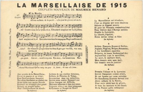 Liederkarte La Marseillaise de 1915