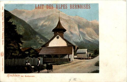 Kirchlein bei Guttannnen - Werbung Lait des Alpes Bernoises
