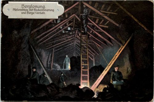 Bergbau - Pfeilerabbau mit Bockzimmerung