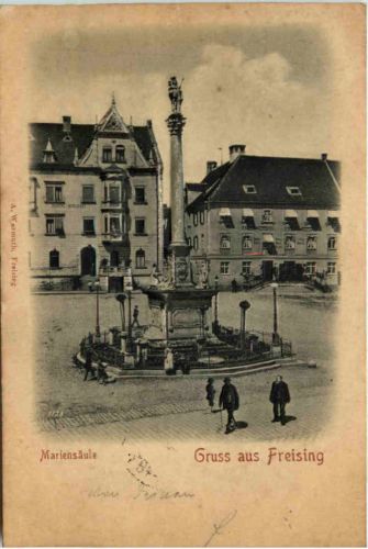 Gruss aus Freising - Mariensäule - Prägekarte
