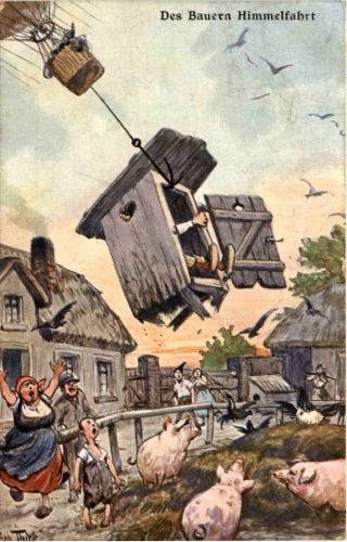 Künstler AK - Arthur Thiele - Des Bauern Himmelfahrt