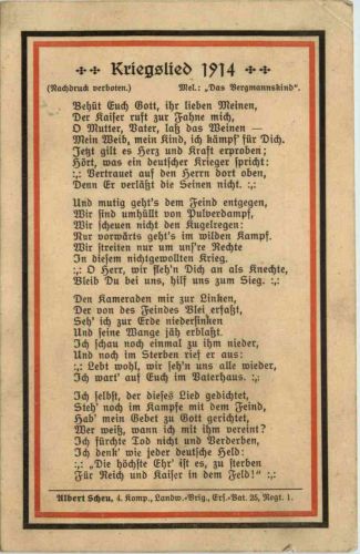 Soldatenlied - Kriegslied 1914 - Feldpost