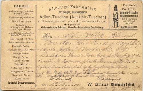 Halberstadt - Adler Tuschen gelaufen 1891