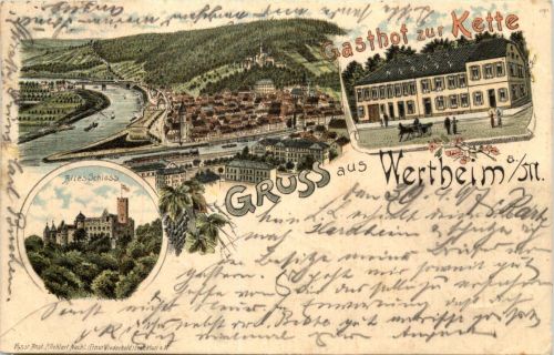 Gruss aus Wertheim - Gasthof zur Kette Litho