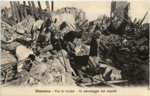 Messina - Fra la rovine - Al salvataggio dei sepolti