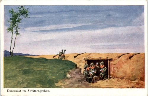 Militaria Humor - Dauerskat im Schützengraben