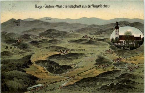 Bayr. Böhm Waldlandschaft - Künstler Ak Eugen Felle