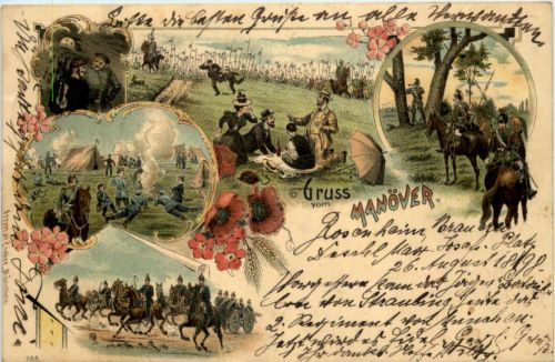 Gruss vom Manöver - Litho