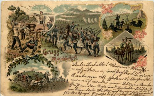 Gruss vom Manöver - Litho