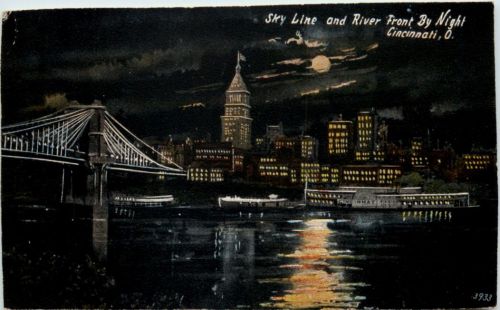 Cincinnati - Sky Lake and River Front by Night