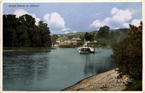 Dresden, Pillnitz, Schloss mit Elbinsel
