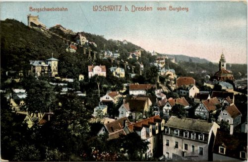 Dresden, Loschwitz, Bergschwebebahn, vom Burgberg