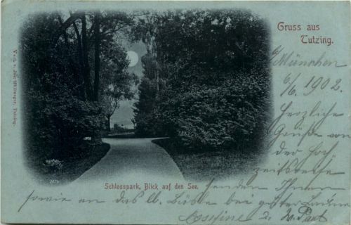 Gruss aus Tutzing, Schlosspark, Blick auf den See