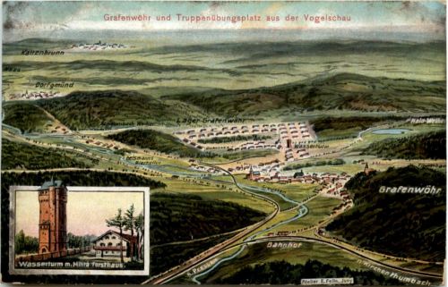 Grafenwöhr und Truppenübungsplatz aus der Vogelschau