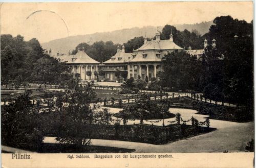 Pillnitz, Kgl. Schloss, Bergpalais von der Lustgartenseite gesehen