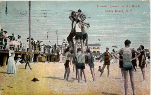 Coney Island - Human Pyramid on the beach