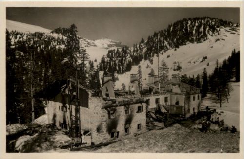 Ski und Berghütte am Schwarzenkopf abgebrannt 1927 - Schliersee
