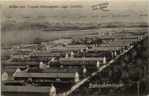Grüsse vom Truppen Übungsplatz Lager Lechfeld mit Flugzeug