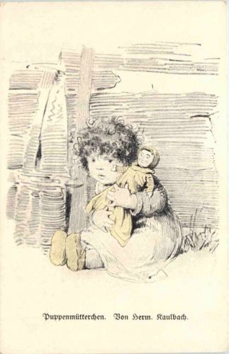 Künstler AK Herm. Kaulbach - Puppenmütterchen