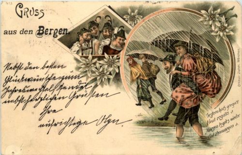 Gruss aus den Bergen - Litho