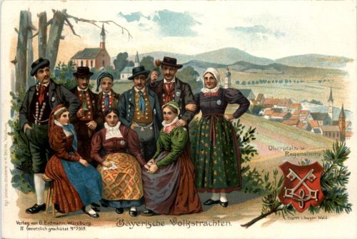 Regensburg - Bayrische Volkstrachten - Litho