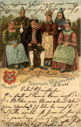 Regensburg - Bayrische Volkstrachten - Litho