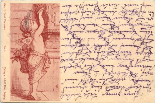 Künstler AK Paul Thumann - Kind am Briefkasten