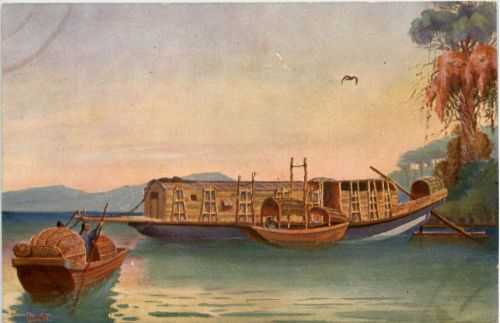 Transportboot auf dem Tigris - Künstler AK Rave